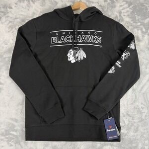 Chicago Blackhawks Fanatics Mens Medium Black Pullover Hoodie Sweatshirt NEW!